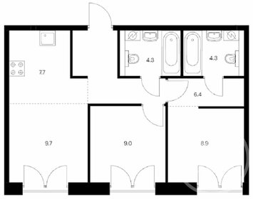 Квартира 53,6 м², 2-комнатная - изображение 1