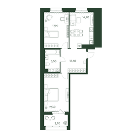 Квартира 73,7 м², 2-комнатная - изображение 1