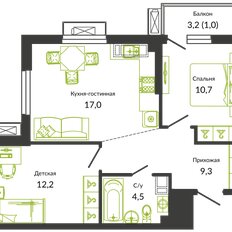 Квартира 55,7 м², 2-комнатная - изображение 1