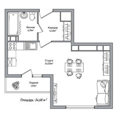 Квартира 34,7 м², студия - изображение 2