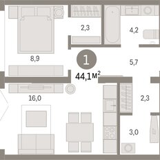 Квартира 44,1 м², 1-комнатная - изображение 3