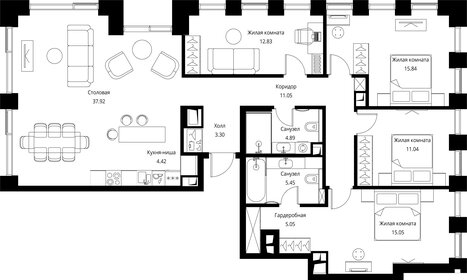 Квартира 126,8 м², 4-комнатная - изображение 2
