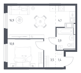 Квартира 40 м², 1-комнатная - изображение 1