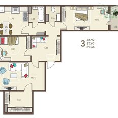 Квартира 89,5 м², 3-комнатная - изображение 2