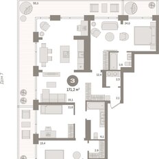 Квартира 169,9 м², 3-комнатная - изображение 3