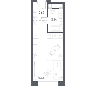 Квартира 22,6 м², студия - изображение 1