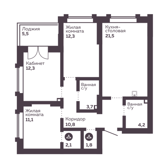 67,6 м², 2-комнатная квартира 12 466 707 ₽ - изображение 48