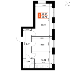 Квартира 53,8 м², 2-комнатная - изображение 2