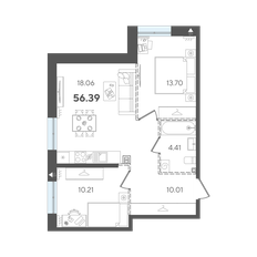 Квартира 56,4 м², 2-комнатная - изображение 2