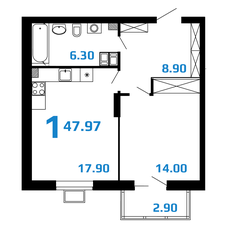 Квартира 48 м², 1-комнатная - изображение 5