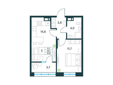 Квартира 37,8 м², 1-комнатная - изображение 1
