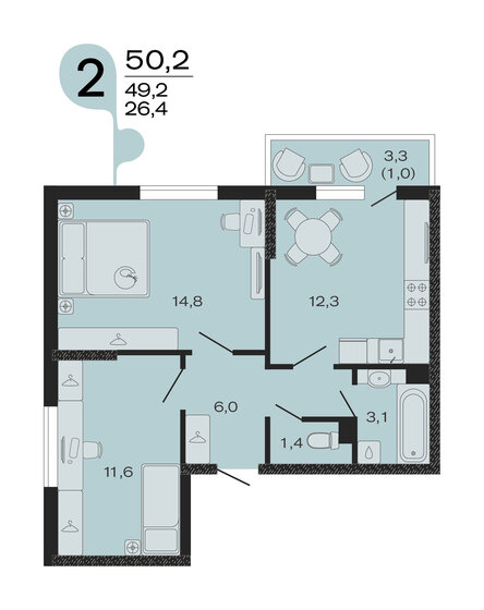 71,8 м², 3-комнатная квартира 5 500 000 ₽ - изображение 56