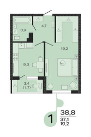 Квартира 38,8 м², 1-комнатная - изображение 1