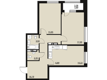 Квартира 74,5 м², 2-комнатная - изображение 1