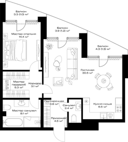 Квартира 79,1 м², 1-комнатная - изображение 2