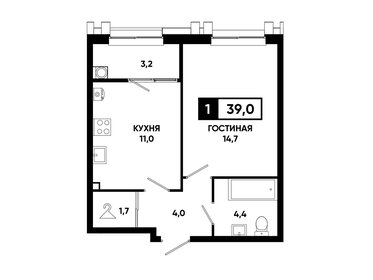 Квартира 39 м², 1-комнатная - изображение 1