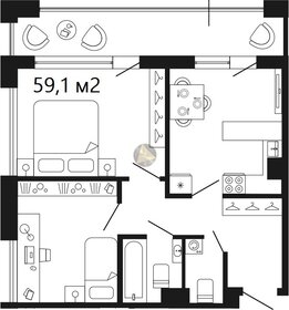 Квартира 59,1 м², 2-комнатная - изображение 1