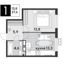 Квартира 38 м², 1-комнатная - изображение 2