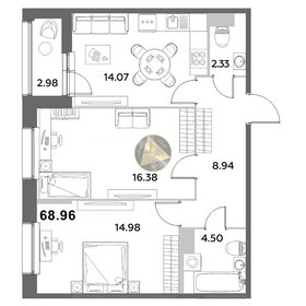 Квартира 69 м², 2-комнатная - изображение 1