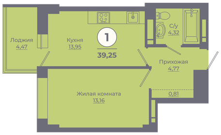 Квартира 38,6 м², 1-комнатная - изображение 2