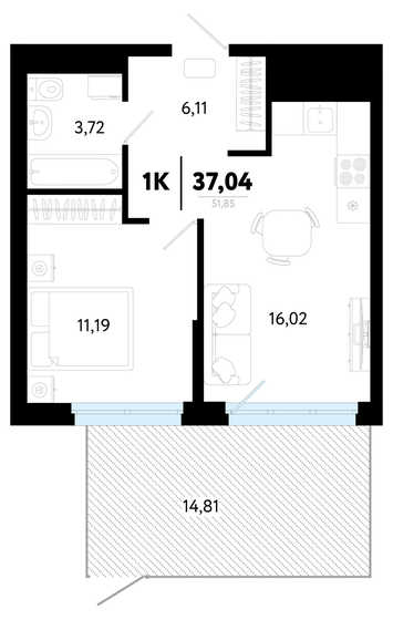 35,8 м², 1-комнатная квартира 5 890 000 ₽ - изображение 67