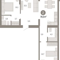 Квартира 79,5 м², 2-комнатная - изображение 3