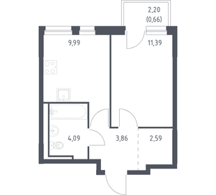 Квартира 32,6 м², 1-комнатная - изображение 1
