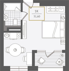 Квартира 32 м², 1-комнатные - изображение 1