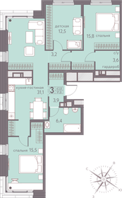 Квартира 91,8 м², 3-комнатная - изображение 1