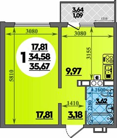 Квартира 35,7 м², 1-комнатная - изображение 1