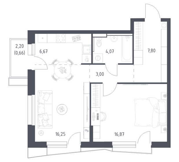 69 м², 1-комнатная квартира 12 372 650 ₽ - изображение 36