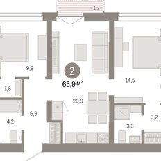 Квартира 65,9 м², 2-комнатная - изображение 3