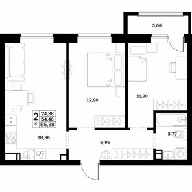 Квартира 55,4 м², 2-комнатная - изображение 1