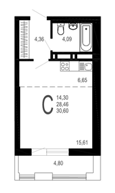 Квартира 33,1 м², студия - изображение 1