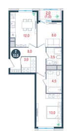 Квартира 53 м², 2-комнатная - изображение 1