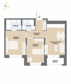 Квартира 61,6 м², 2-комнатная - изображение 1