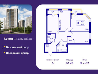 Квартира 98,4 м², 3-комнатная - изображение 1