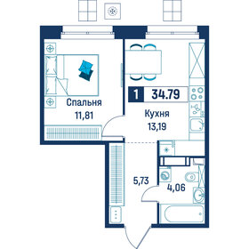 Квартира 34,8 м², 1-комнатная - изображение 1