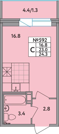 24,7 м², квартира-студия 3 500 000 ₽ - изображение 87