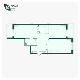 Квартира 69,2 м², 2-комнатная - изображение 1
