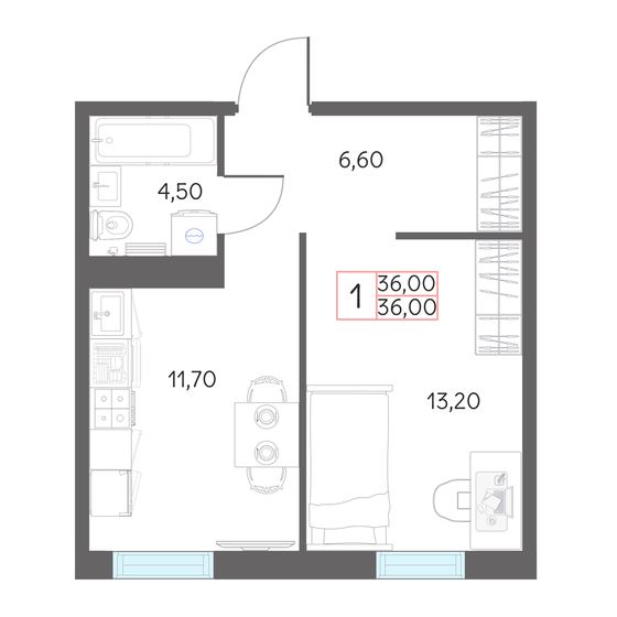 28 м², 1-комнатная квартира 3 200 000 ₽ - изображение 59