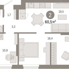 Квартира 60,5 м², 2-комнатная - изображение 3