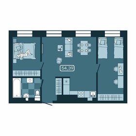 Квартира 54,4 м², 3-комнатная - изображение 1