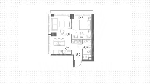 Квартира 45,2 м², студия - изображение 1