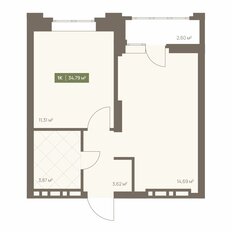 Квартира 34,8 м², 1-комнатная - изображение 2