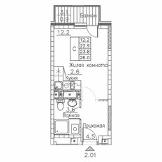 Квартира 26 м², студия - изображение 2