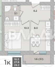 Квартира 29,2 м², 1-комнатная - изображение 1