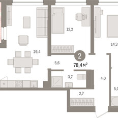 Квартира 78,4 м², 2-комнатная - изображение 3