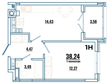 Квартира 36,5 м², 1-комнатная - изображение 1