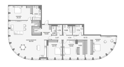 Квартира 266,8 м², 6-комнатные - изображение 1